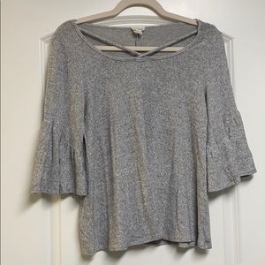 Gray top with bell sleeve